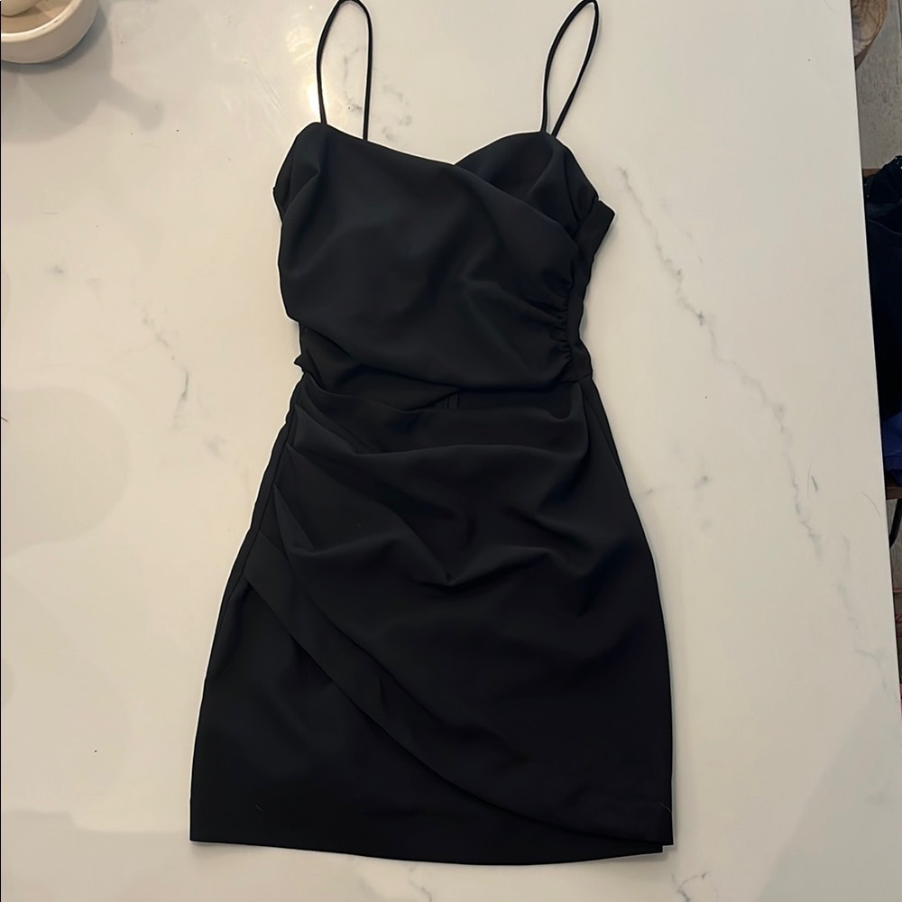 Zara Black Ruched Bodycon Mini Dress